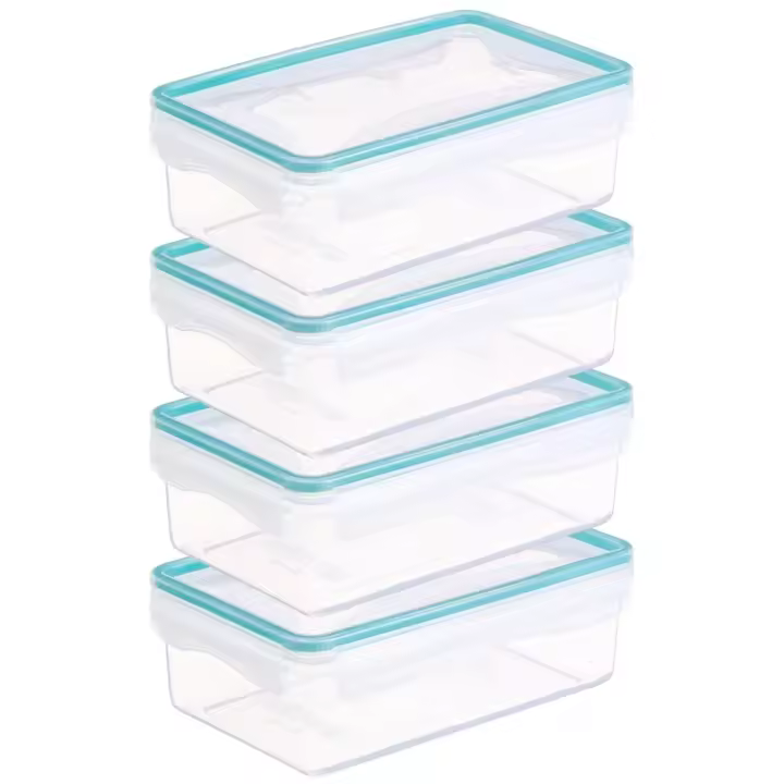 Pro Navidad® Set 8 Piezas envases herméticos de plástico para almacenamiento de alimentos (4 envases, 4 tapas) Fiambreras para alimentos, para cocina, despensa, microondas y congelador - SIN BPA - 1