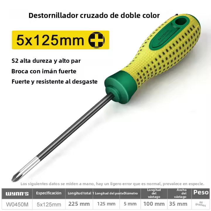 Destornillador De Fijación Magnética WYNN'S Con Destornilladores De Encabezado Plano Y Phillips S2 Acero Aluminizado Herramientas Manuales Para El Hogar Tamaños 3x75mm-6x300mm - 1