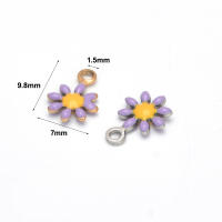 20Pcs Colgante De Acero Inoxidable Con Enamel Flor Encanto Para Manualidades Joyería DIY Pendientes Collar Pulsera Creación De Joyas - details 1