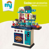 COLORBABY - Cocina juguete eléctrica, 53x22x69 cm, luz y sonido, accesorios para cocinar, alimentos, horno, fregadero, frigorífico, cafetera, cocinita infantil, cocinitas infantiles, cocinas para niños, +3 años - details 1