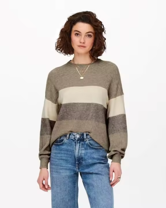 ONLY 15220044 LATIA Jersey Manga larga Mujer Beige - 1