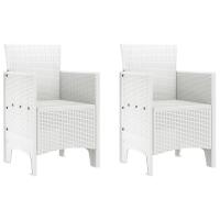 vidaXL Silla de Jardín Conjunto de 2 Blanco Estilo de Ratán Plástico - details 1