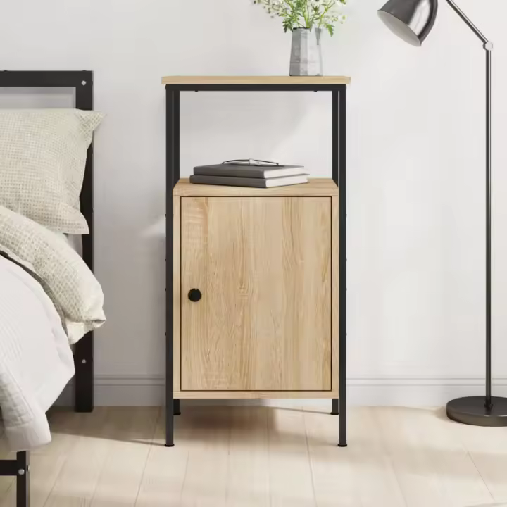 Mesita de noche madera de ingeniería roble Sonoma 41x31x80 cm - 1