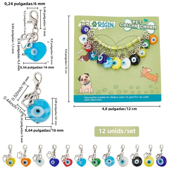 32 Pcs Charms De Cierre De Diente Para Perro 8 Estilos Bone Y Paw Print Decoración De Aleación De Metal Para Joyería - 1