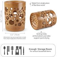 Porta Cepillo De Dientes De Bambú Con Soporte Para Vaso Y Drenaje Para Baño Y Oficinas Suministros De Decoración Y Organización - details 2
