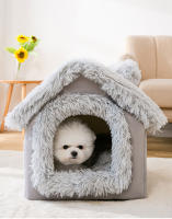 Casa De Gato Plegable Para Interior Con Almohadilla Caliente Lavable Y Cama Para Perro Tent Con Correa Desmontable Material De Tela De Coral - details 0
