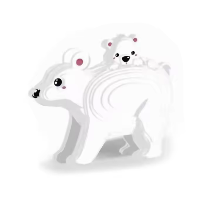 DAM. Puzle 3D de cartón con relieve. Diseño de Oso polar. 8x5x7cm. - 1