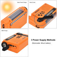 Radio Portátil HanRongDa Con Luz LED Y Generador De Manivela Solar Energía Solar Batería De 2000mAh Alarma SOS Para Emergencias Exteriores - details 2