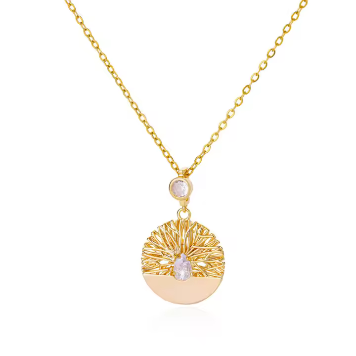 Collar Colgante De Coral Con Zirconia En Oro 18K Para Mujer Joyería De Moda Cadena Aestética Encanto Accesorios Decorativos Corporales - 1