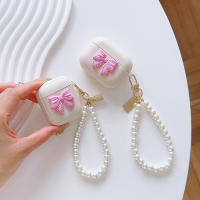 Estuche De Protección Para AirPods Pro2 3 Generación Lujo Con Perla Y Rosado Rosa Con Lazo Estuche Para Auriculares Con Cierre Y Llavero - details 1