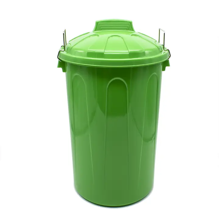 CABLEPELADO Cubo de Basura con tapa, Cubo basura Industrial, Cubo basura Plástico con asas metálicas, Contenedor residuos, 78 cm alto x 48.5 cm Diámetro superior, Capacidad 100 Litros, Verde - 1