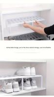 Organizador De Zapatos Ajustable En Plástico Rack De Tres Niveles Para Ahorrar Espacio Para Zapatillas Y Sandalias Para El Hogar Y El Dormitorio En Blanco Y Gris Moderno - details 6