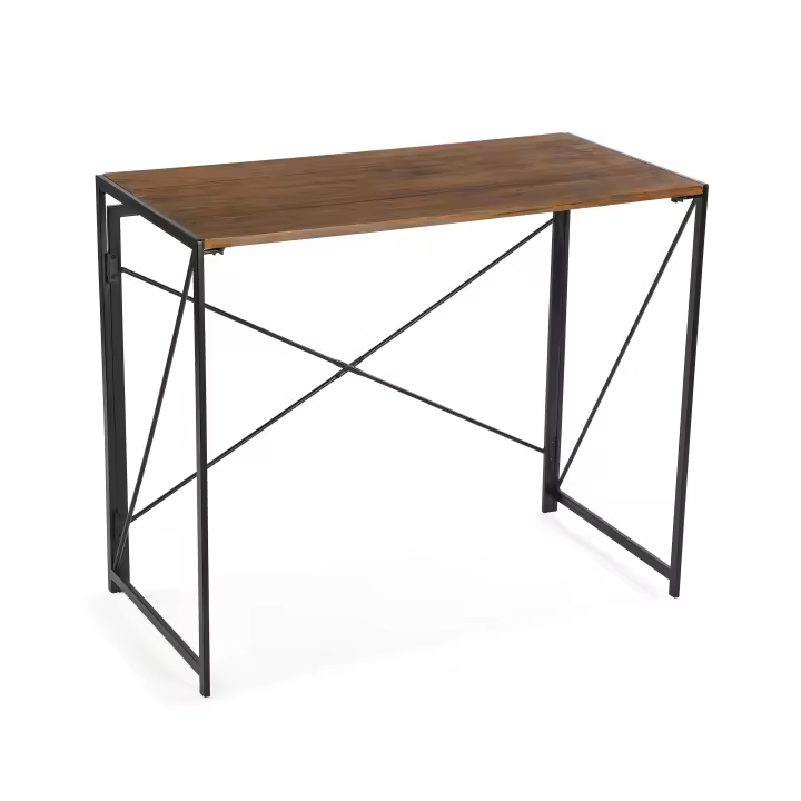 Versa Jack Mesa Escritorio para el Ordenador, Mesa para la Habitación o Estudio. Mesa Gaming, Plegable, Medidas (Al x L x An) 74 x 45 x 90 cm, Madera y Metal, Color Marrón - 1