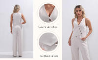 Set de 2 piezas verano - Top sin mangas y pantalón recto casual - details 8