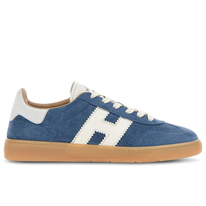 Zapatillas Hogan Cool para mujer en ante azul claro con detalles Nappa blancos HXW6470FB60PJQ0CA5
