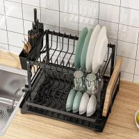 WellHome Escurreplatos de Tres Niveles color Negro – Organizador de Platos de Gran Capacidad para Cocina y Fregadero - details 6