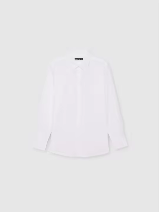Camisa de lino con cuello clásico, manga larga y cierre de botones INSIDE - 1