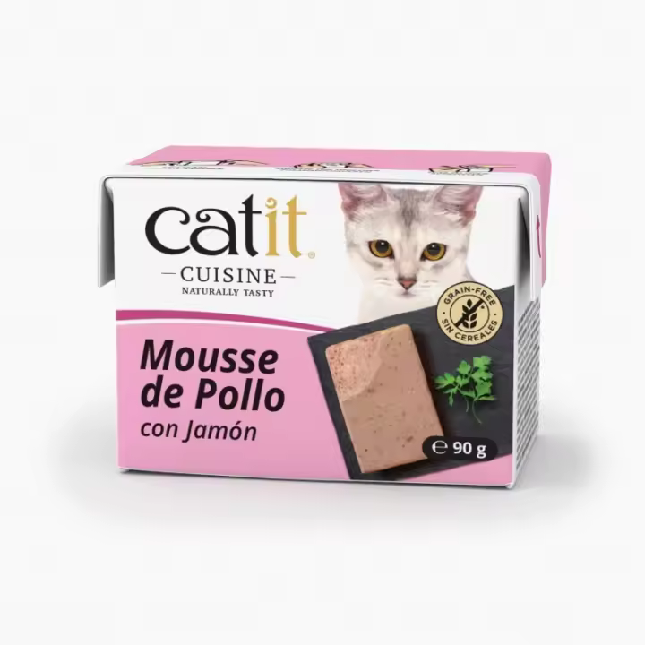 Hagen Tropican Mascotas Alimento Húmedo para Gato Catit Cuisine 95 Gr Mousse Pollo con Jamón - Comida Húmeda de Alta Calidad - 1