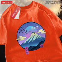 Camiseta Hombre Japón Harajuku Sakura Mont Fuji Verano Hip Hop Algodón T-Shirt Casual Crewneck Sobredimensionado Tops Transpirable Estirable Sostenible - details 12