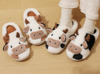 Pantuflas De Invierno Para Parejas Con Diseño De Vaca De Peluche Cálido Antideslizantes Comodidad Para Hombres Y Mujeres - details 1