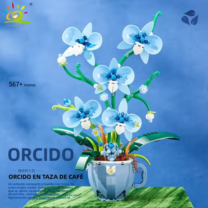 Taza De Café Creativa Con Bloques De Construcción Orquídea Romántica Modelo De Jazmines Para Niñas Juguetes De Rompecabezas De 567 Piezas Regalo De Navidad - 1