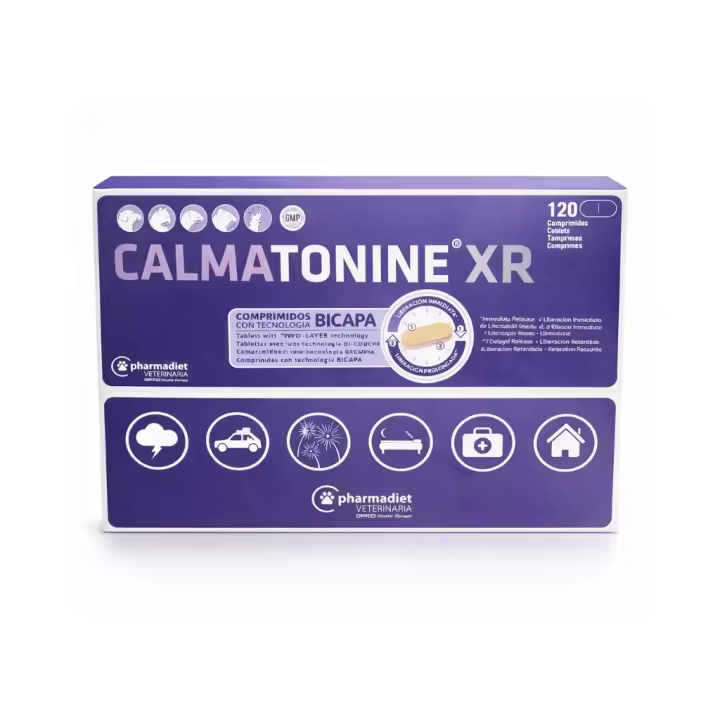 PHARMADIET - Calmatonine XR (120 comprimidos) - Alimento complementario que Ayuda a Relajar a tu Mascota - 1