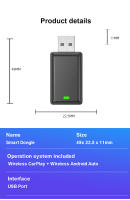 Adaptador De Auto Android Carplay Wireless 2en1 Smart Dongle Ai Box Para MG GT MG5 RX5 GS ZP Hector MG Ei5 ZS EV Gloster Marvel R Soporte Original Con Cable - details 13