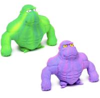 Puckator Muñeco niños Gorila de Goma Aplastable infantil jóvenes Tiktok 18cms max.  Stretch deformable al golpearlo contra el  suelo en color verde y morado - details 4