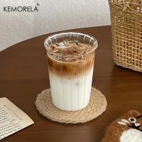 4/6PCS Vaso De Cocktail Transparente Con Rayas Verticales Para Café Latte Jugo Agua Whiskey Vidrio Ecológico Para El Hogar - details 6