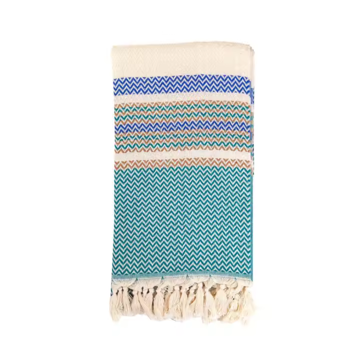 FOUTA EXTRA SUAVE ZIGZAG AZUL + VERDE - 1