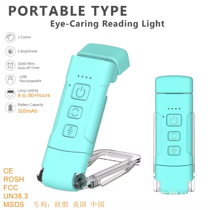 Nueva luz con clip para libro, marcador de libros, luz con carga USB, lámpara de mesa con clip portátil, protección para los ojos, mini luz LED para tarjetas. - 1