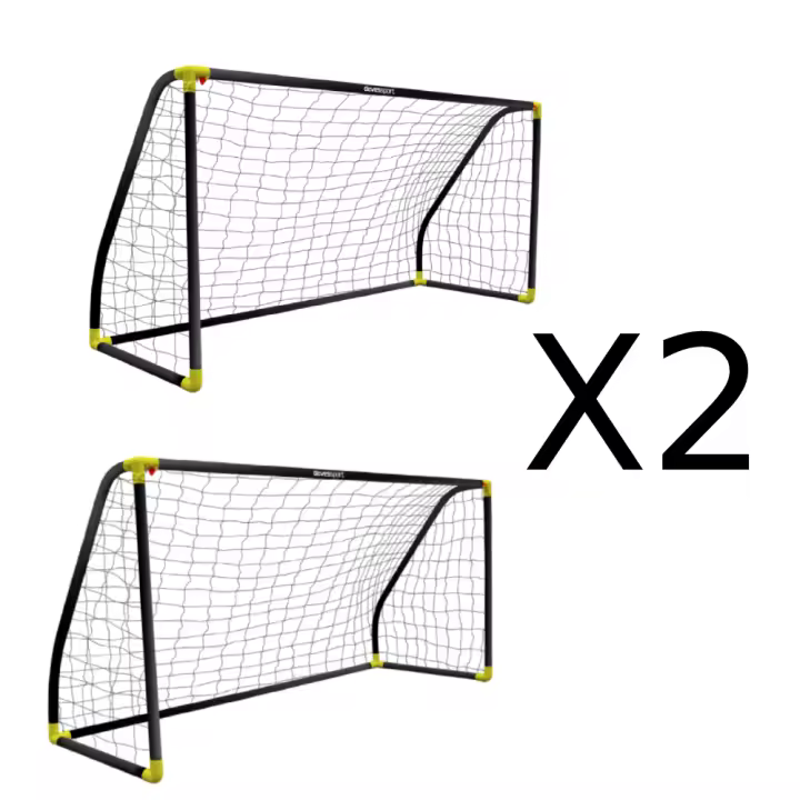 Devessport Set 2 UnidadesPortería de Fútbol PVC Negro 180 x 91 x 120 cm - 1