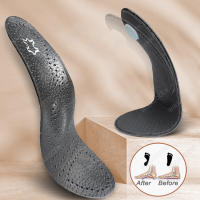 Almohadilla De Apoyo Para Arco De Pie Plano En Cuero Negro Ortopédica Unisex Para Hombres Y Mujeres Corrección O/X De Pierna - details 7