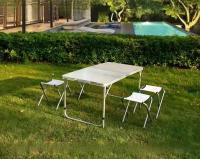 LILI HOME Conjunto de Mesa + 4 Taburetes de Camping Plegables – Aluminio Altura Ajustable 🔹 Dimensiones abiertas: 120 cm (largo) x 60 cm (ancho)  🔹 Altura regulable en 3 posiciones: ▪️ 55 cm ▪️ 62 cm ▪️ 70 cm. ✨ Práctica, ligera y resisten - details 3