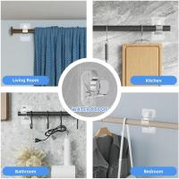 Om Home Juego de 4 soportes para barra de cortina — 9 x 6 x 5,2 cm — Soportes autoadhesivos para barra de cortina — Ganchos ajustables — Montaje sin taladro, autoadhesivo — Adecuado para baños, cocinas, salas de estar y vestidores de dormitorios - details 3