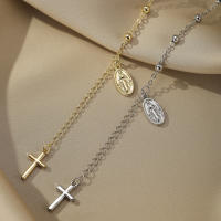 Pulsera De Moda Cristiana Con Cruz Y Cuentas Ajustable Para Mujer Cadena De Mano Joyería Elegante En Aleación De Zinc - details 5