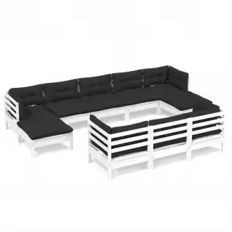 VIDAXL 3097140 juego de muebles para jardín de madera maciza de pino de color blanco y gris antracita 10 piezas - 1