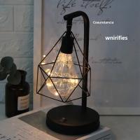 Lámpara De Noche LED Retro De Hierro Arte Geométrica Iluminación De Escritorio Lámpara De Borde De Cama Decorativa Para Sala De Estar Café Bar Ambiente Clásico - details 2