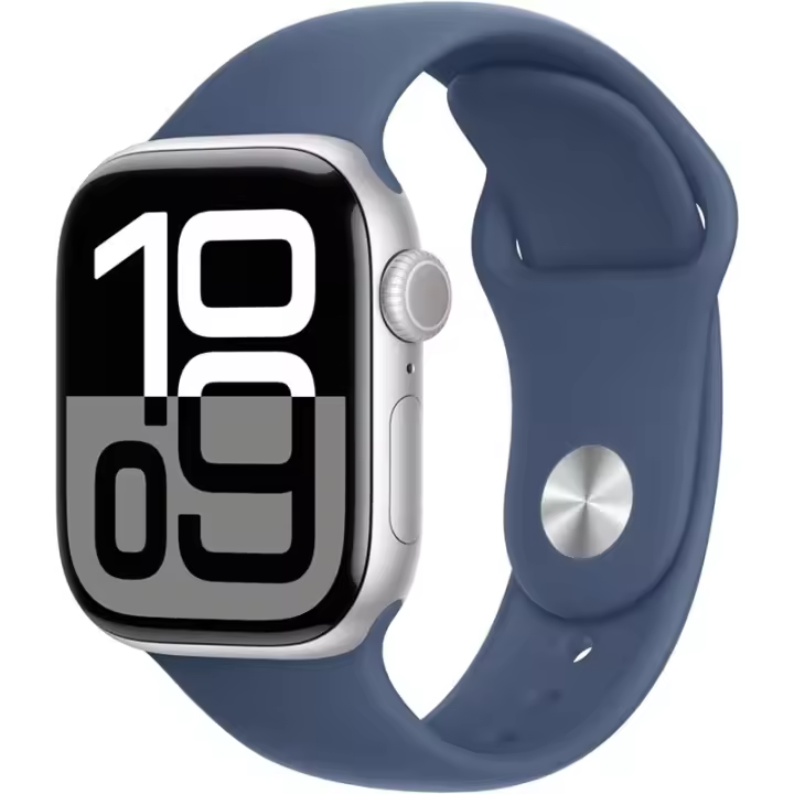 Apple Watch Series 10 GPS Cellular 42mm Caja de aluminio plateado con correa deportiva vaquera Talla S/M - 1