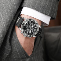 Reloj De Pulsera De Hombre De Lujo 2024 Reloj Deportivo Casual De Acero Inoxidable Reloj De Cuarzo Para Negocios Con Correa De Silicona Resistente Al Shock - details 2