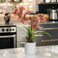 Orquídea Artificial Phalaenopsis En Maceta Planta Verde Para Jardín Oficina Hogar Bodas Y Decoración Interior Estilo Bonsái - details 1