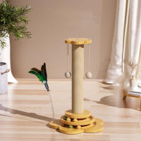 Juguete Para Gatos De Madera Sólida Rueda Giratoria Divertida Con Bolas De Paja Y Tablero De Rasguño Duradero De Sisal Suministros Para Gatos Columna De Agarre - details 4