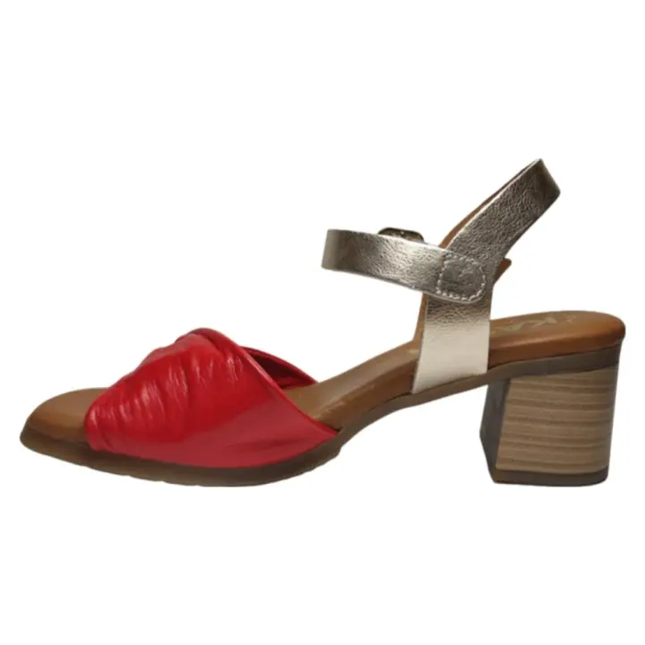 Sandalia mujer tacon Kaola combinada Rojo oro 2288 - 1