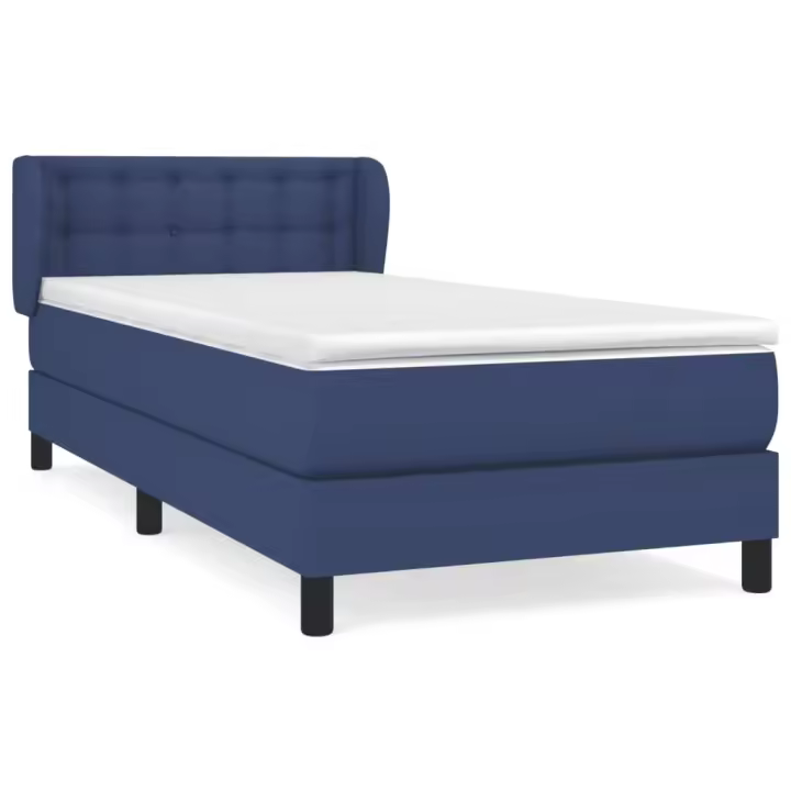 vidaXL Cama box spring con colchón tela azul 90x190 cm - 1