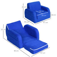 HOMCOM Sillón para Niños de 3 Años Sofá Transformable Diseño 2 en 1 Cama Infantil Plegable de 2 Posiciones con Reposabrazos Asiento Ancho Acolchado 47x45x38 cm Rosa/Azul - details 2