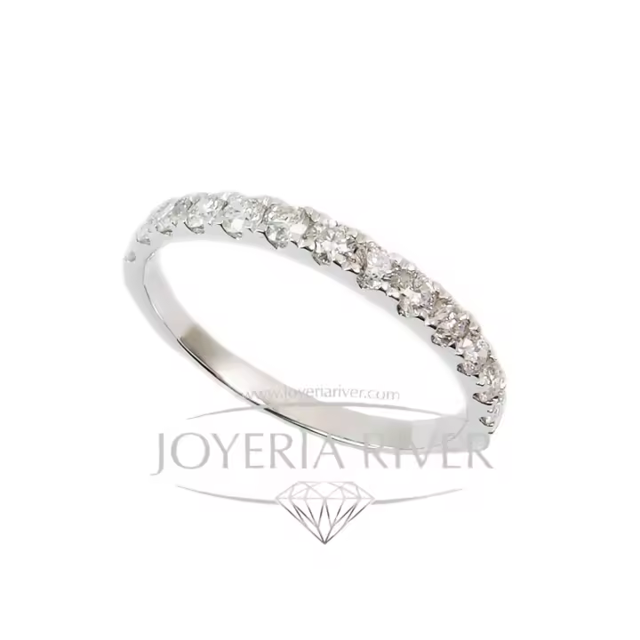 Anillo de Oro Blanco con Diamantes y Certificado de Autenticidad - 1