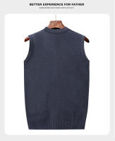 Suéter De Casual Para Hombre Chaqueta Sin Mangas Gruesa Para Otoño E Invierno Cardigan Con Estampado Rayado Cuello En V - details 14
