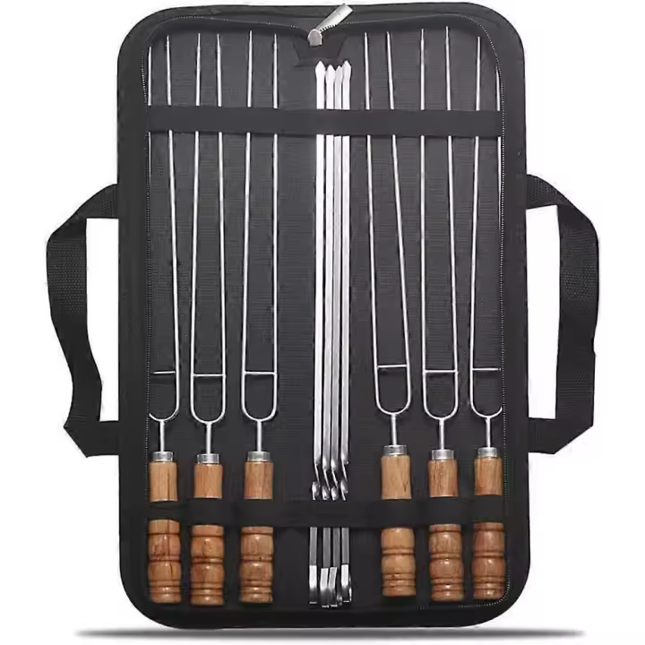 BBQ Tools Set, 10 in 1 Easy to Clean Reusable 201 Stainless Steel Metal Grill Fork for BBQ - 1