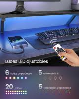Escritorio Esquinero en Forma de L para Juegos - Con Luces LED, Tomas de Corriente, Soporte de Monitor y 2 Cajones, Fácil de Montar, Ideal para Oficina en Casa - details 13
