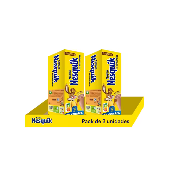Nesquik Cacao Soluble Instantáneo - Paquete de 50 Sobres de 13,5g  Delicioso Cacao en Polvo (675g Total) - Pack de 2 Unidades - 1